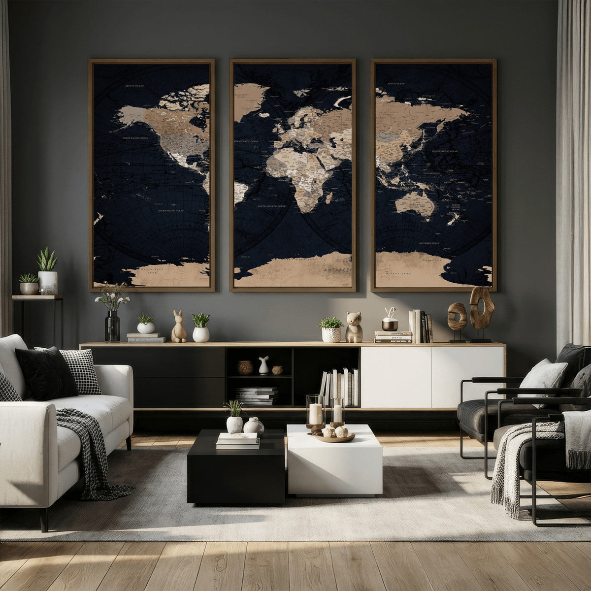 Grunge Wall Art World Map Canvas Print