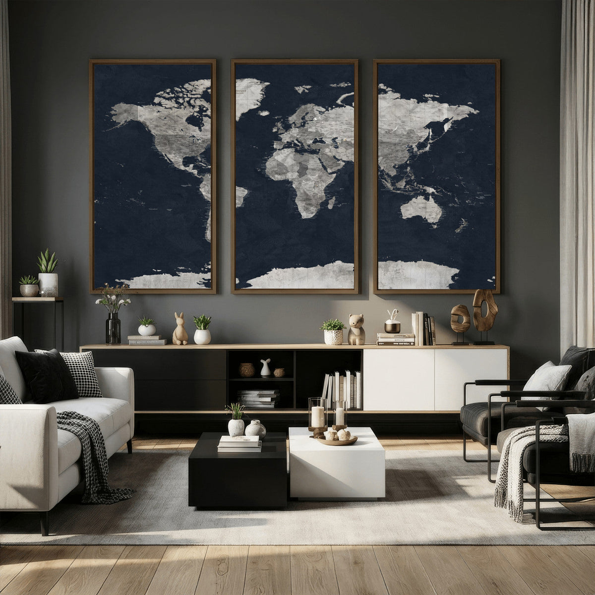 Colorful Watercolor World Map Canvas Print – Vibrant Framed