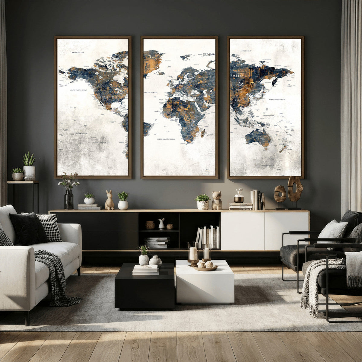 World Map Wall Art Canvas Print for Office Wall Decor