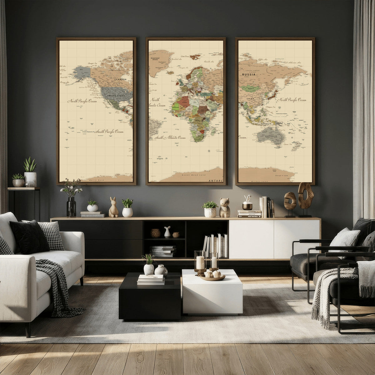 Extra Large World Map Canvas Print – Detailed Map of the