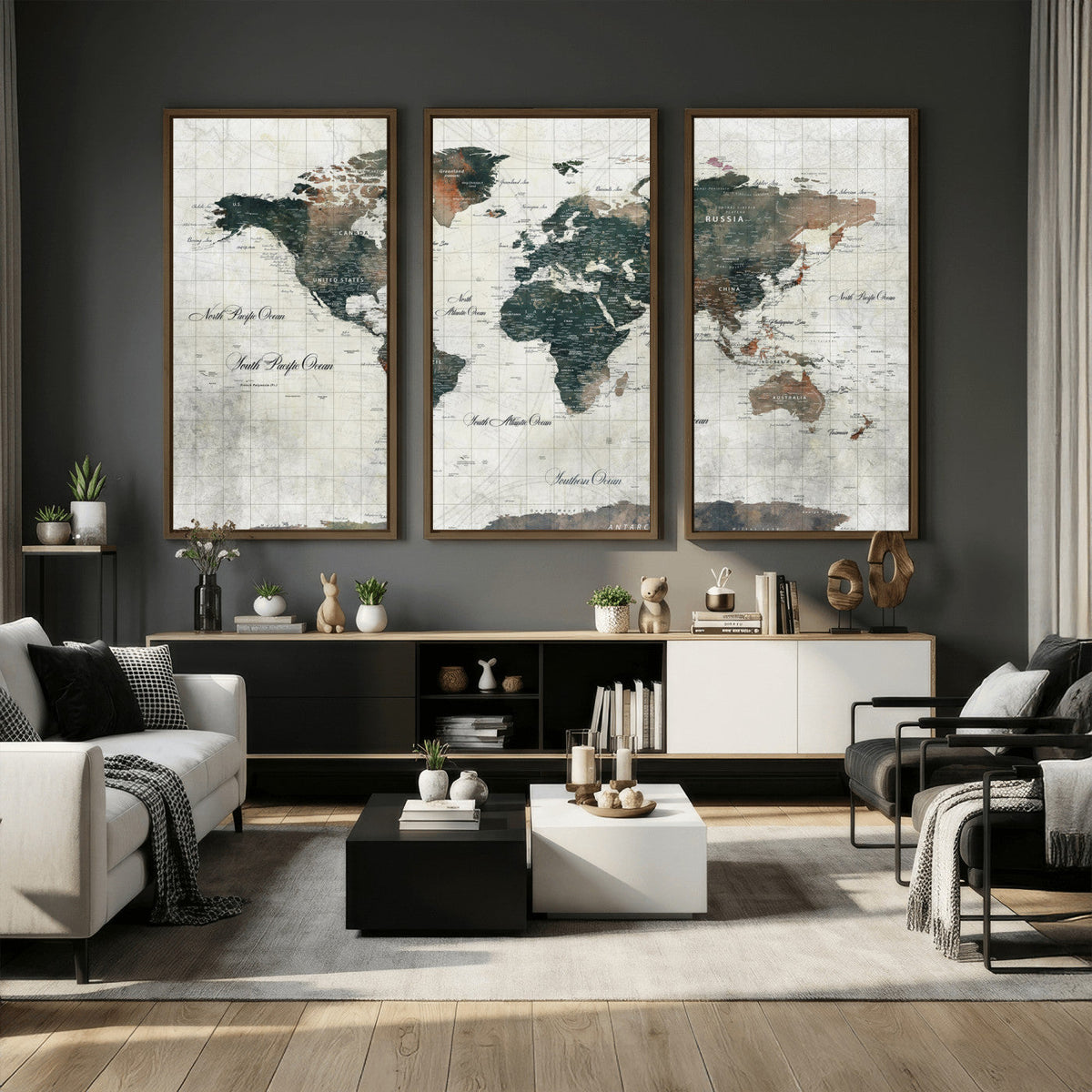 World Map Canvas Print – Framed Travel Map Wall Art for