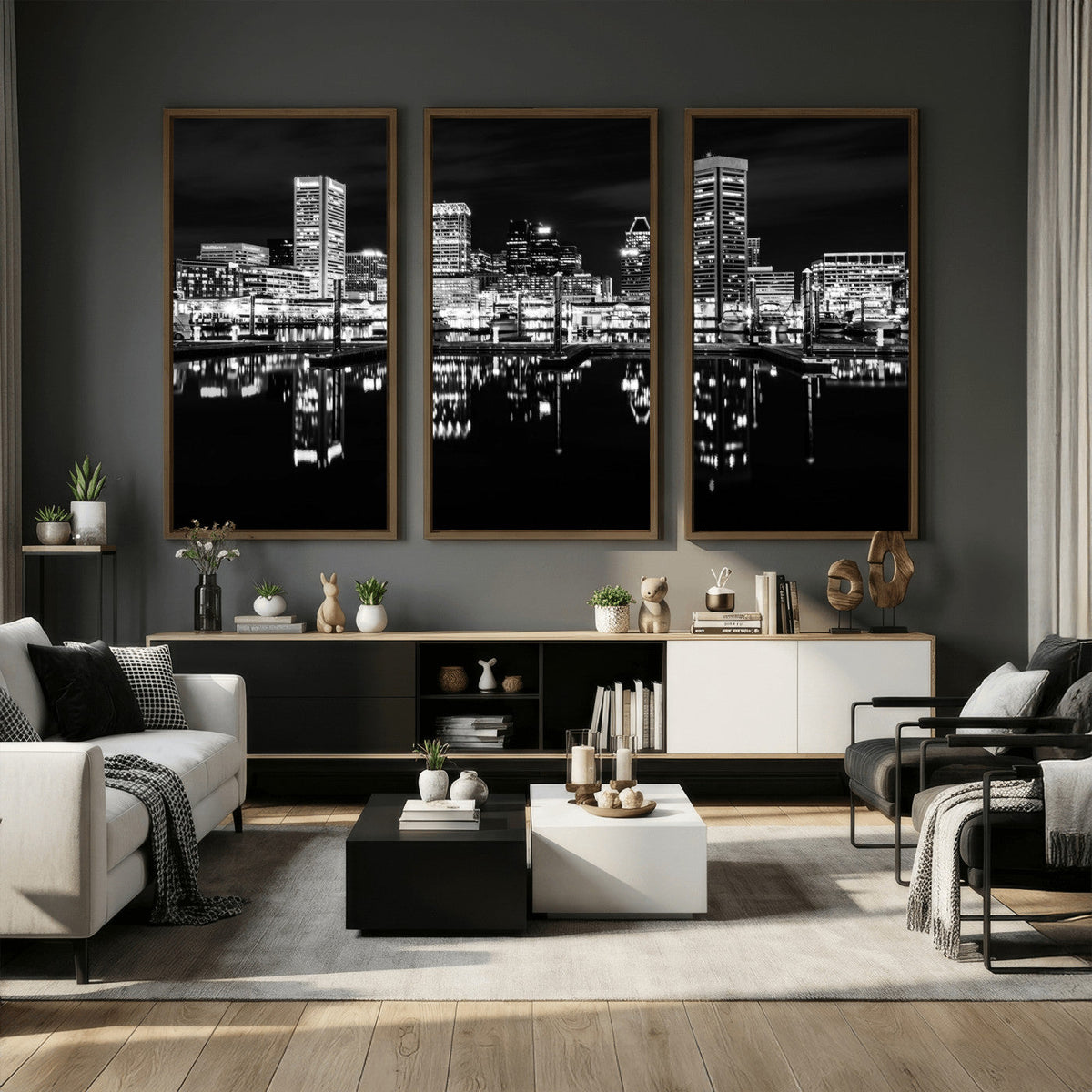 Baltimore Skyline Wall Art Canvas Print, Baltimore Downtown