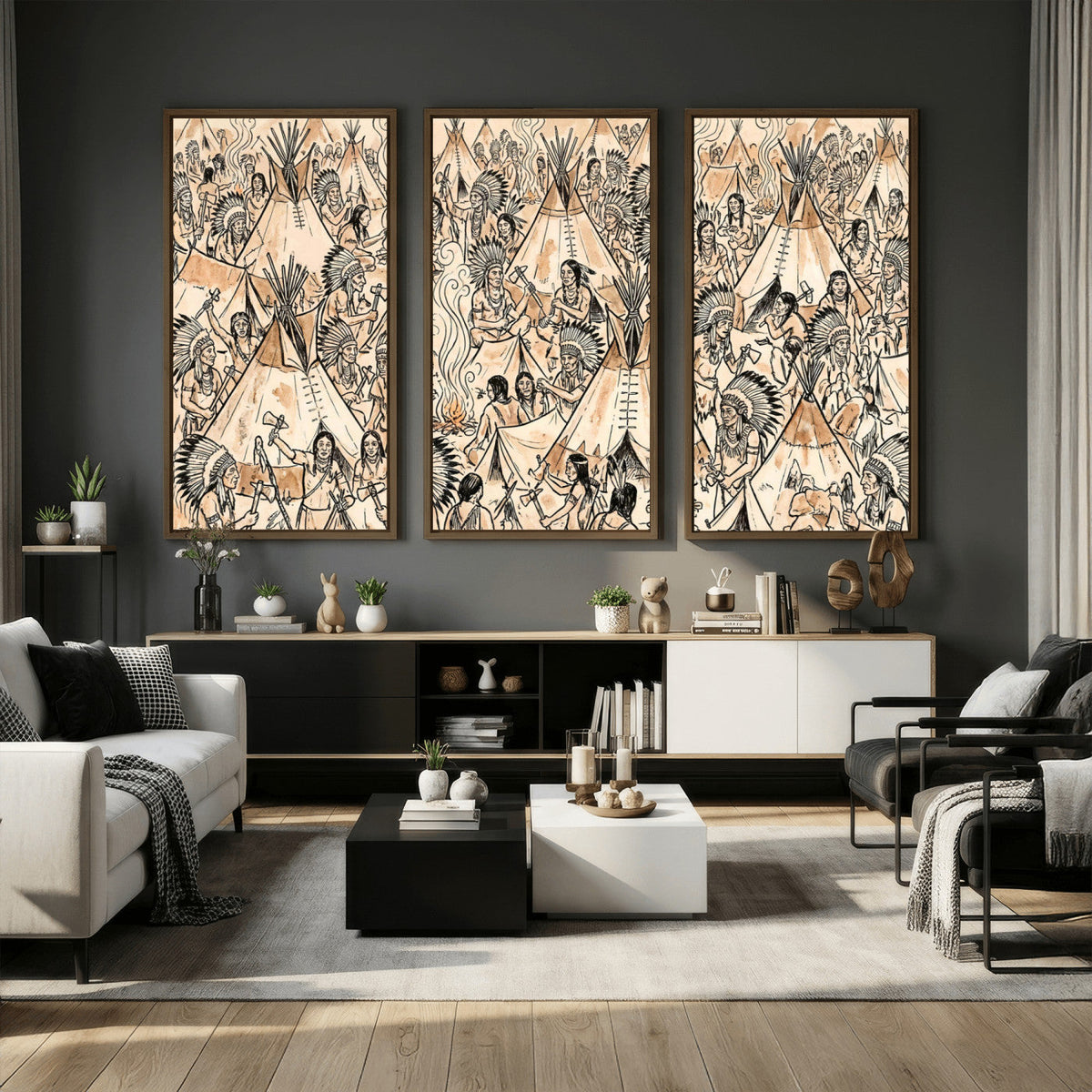 Native American Indian Wall Art Canvas Print - Abstract