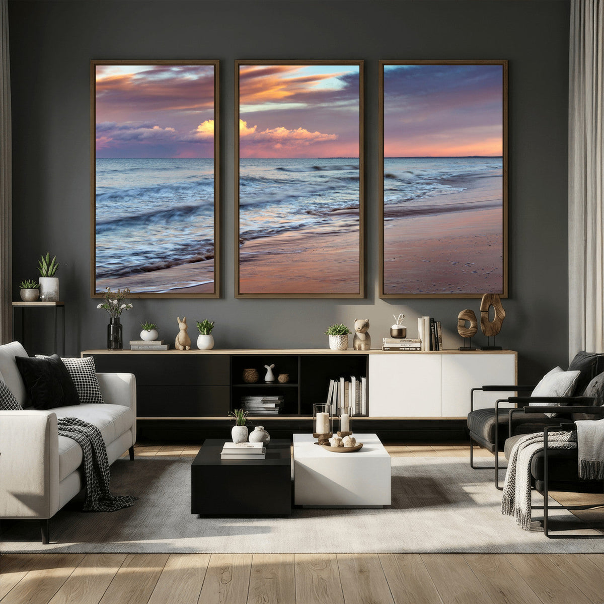 Ocean Sunset Wall Art Canvas Print – Coastal Beach