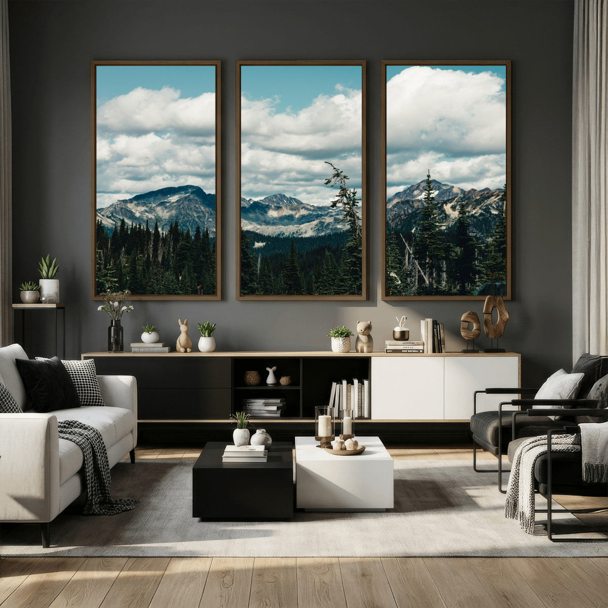 Mountain Forest Wall Art Canvas Print, Alpine Pine Tree