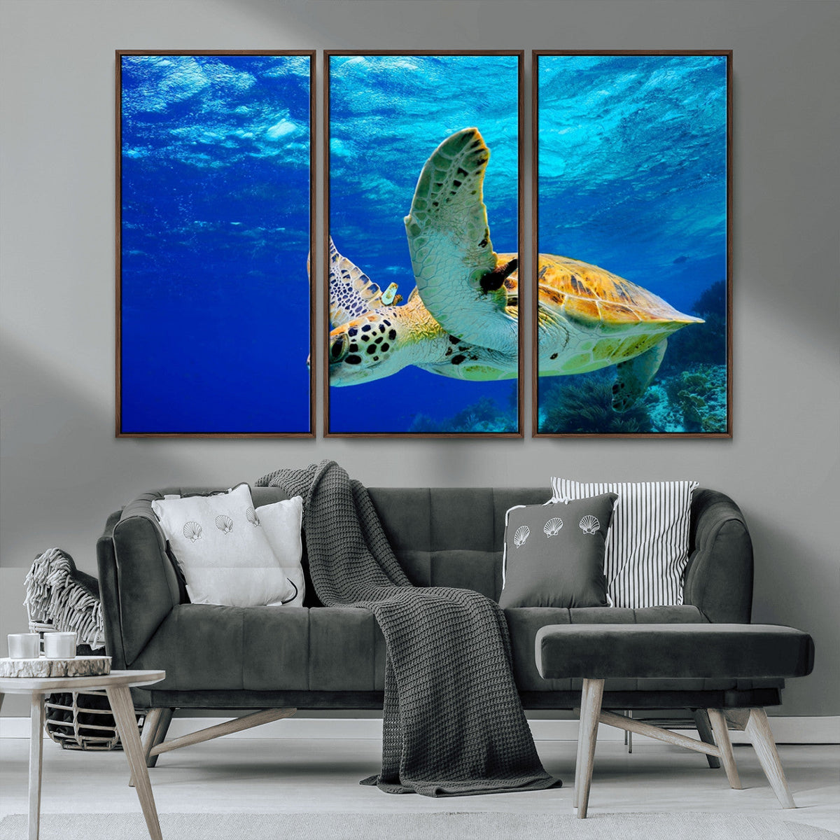 Sea Turtle Wall Art Canvas Print, Sea life in the Ocean Wall