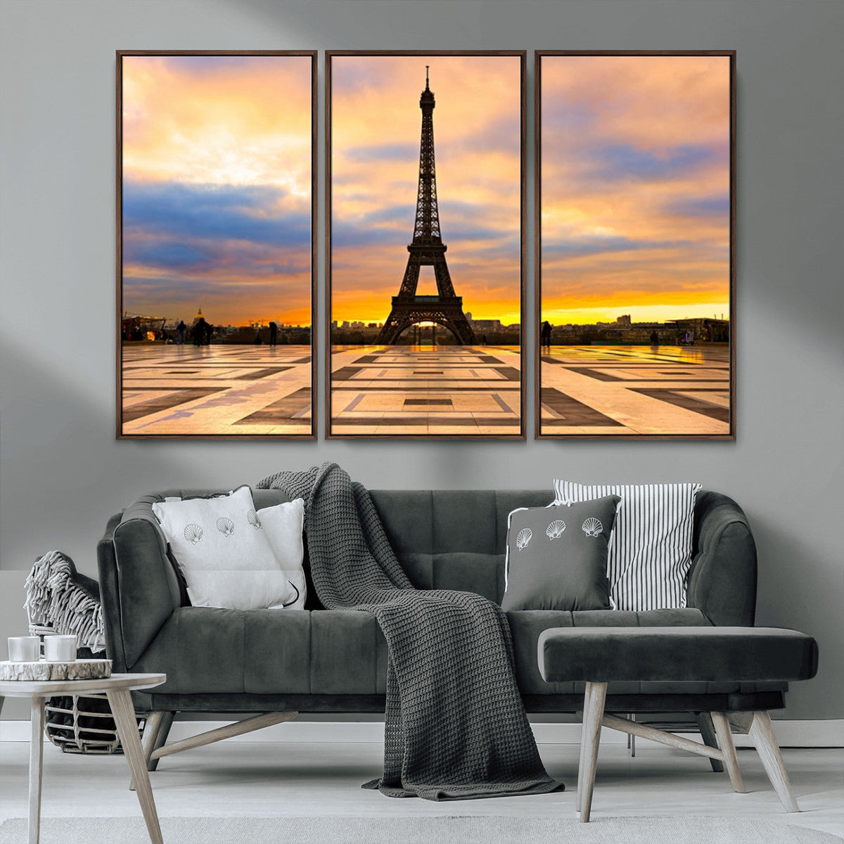 Paris Eiffel Tower Sunset Canvas Wall Art Print - Iconic