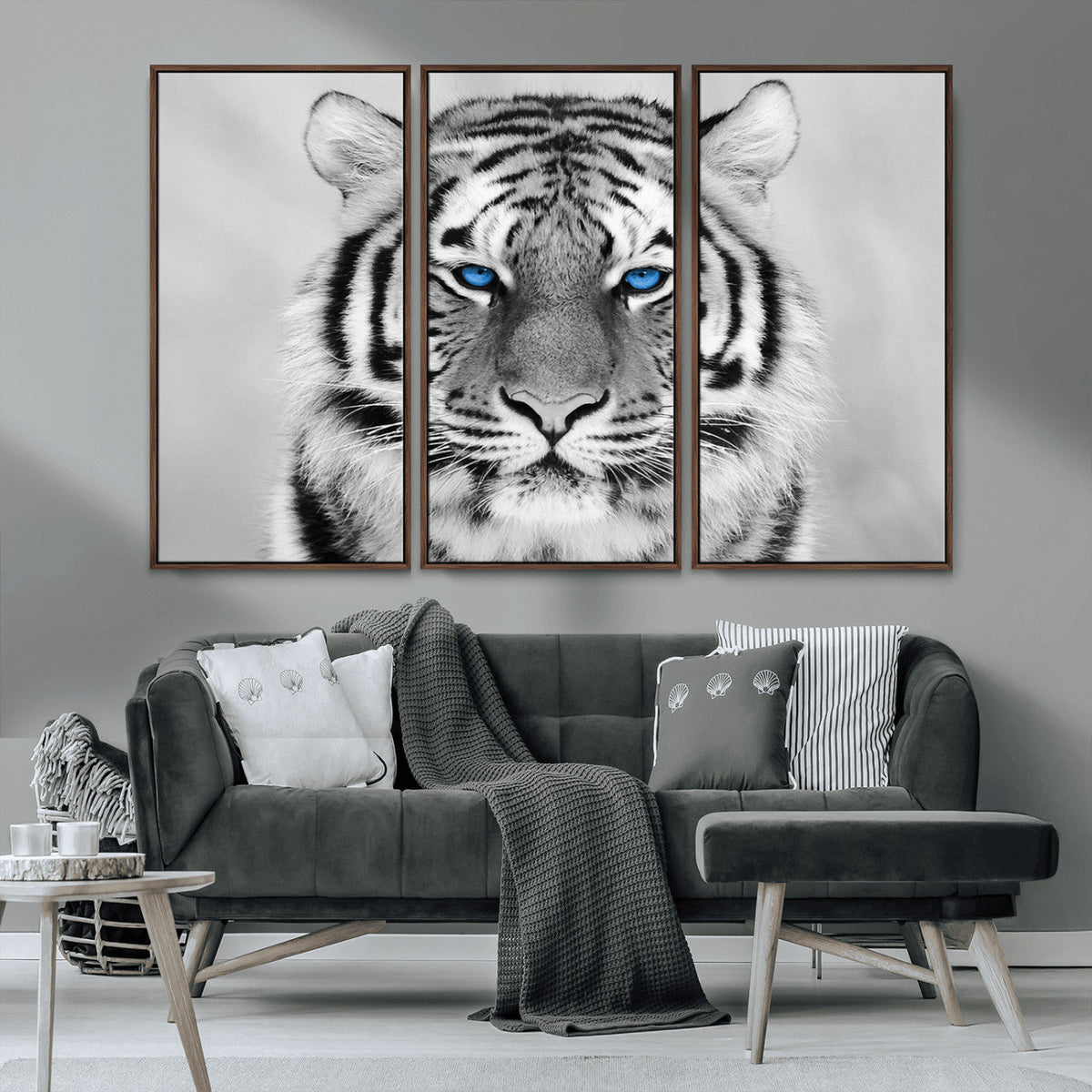 Black and White Tiger Wall Art Animal Canvas Print
