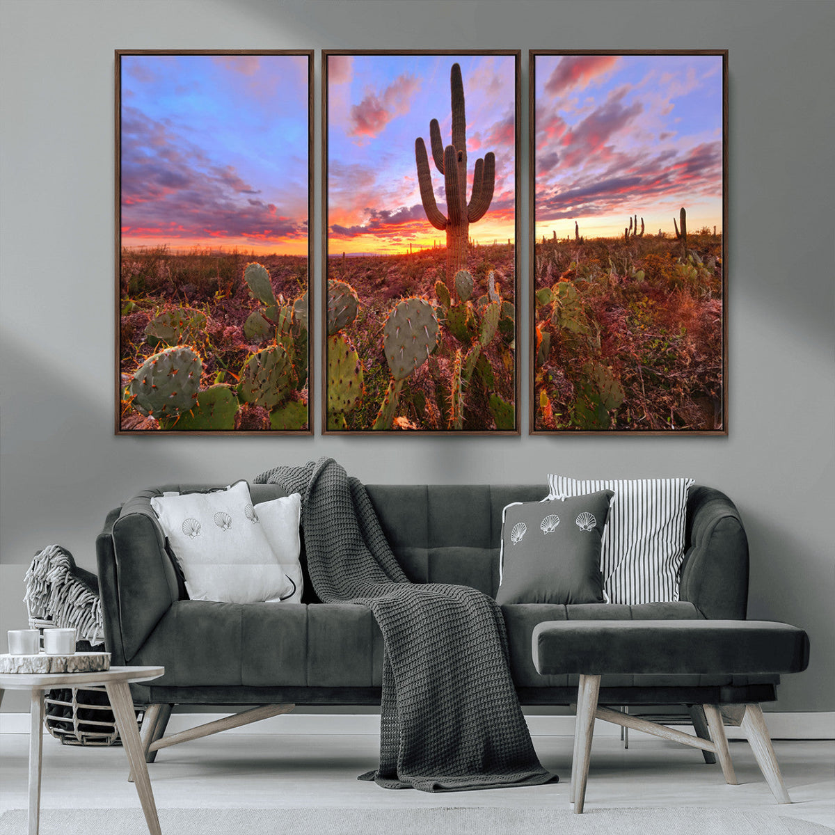 Arizona Desert Wall Art Canvas Print - Framed Deser Sunset
