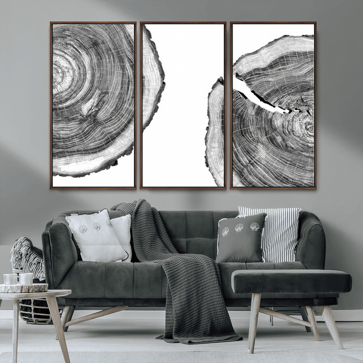 Abstract Large Tree Rings – Minimalist Black and White Wood