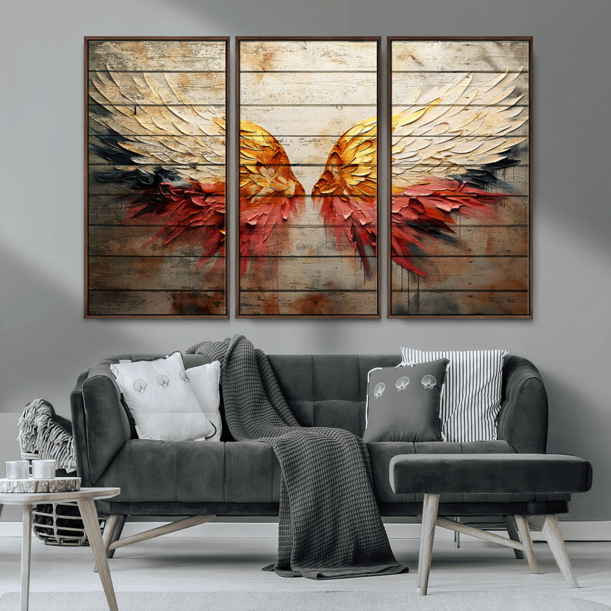 Abstract Angel Wings Canvas Wall Art – Framed and Ready to