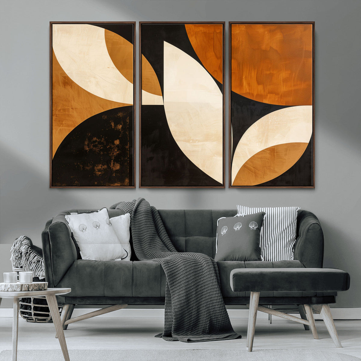 Geometric Abstract Wall Art Canvas Print, Mid Century Modern