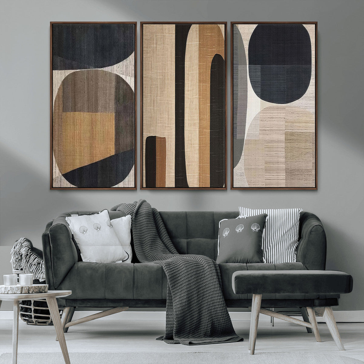 Abstract Minimalist Canvas Wall Art - Neutral Geometric