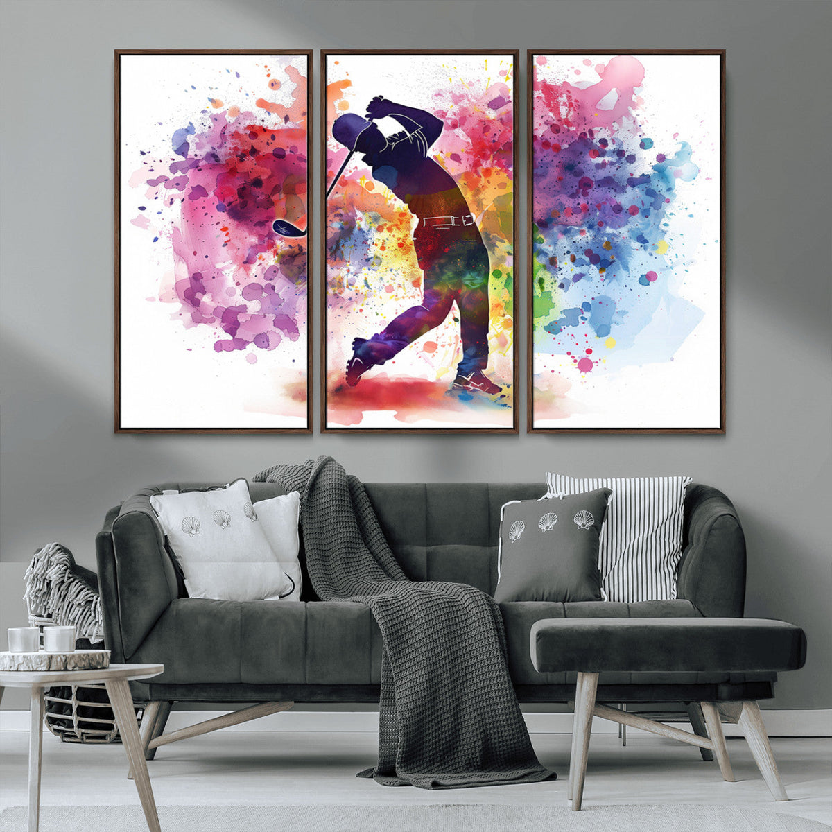 Colorful Golfer Swing Wall Art Canvas Print - Ready to Hang,