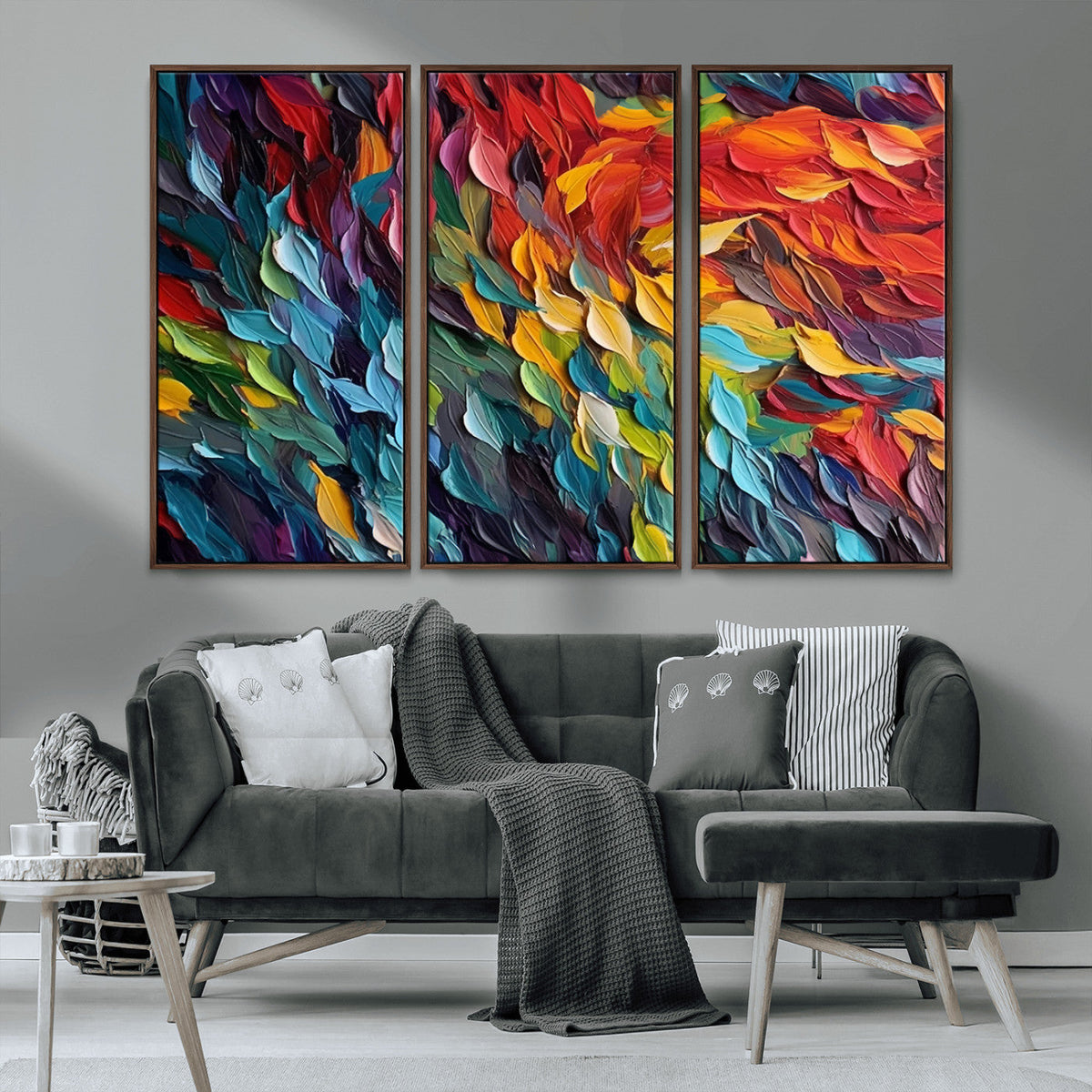 Vibrant Abstract Leaf Wall Art Canvas Print | Bold Colorful