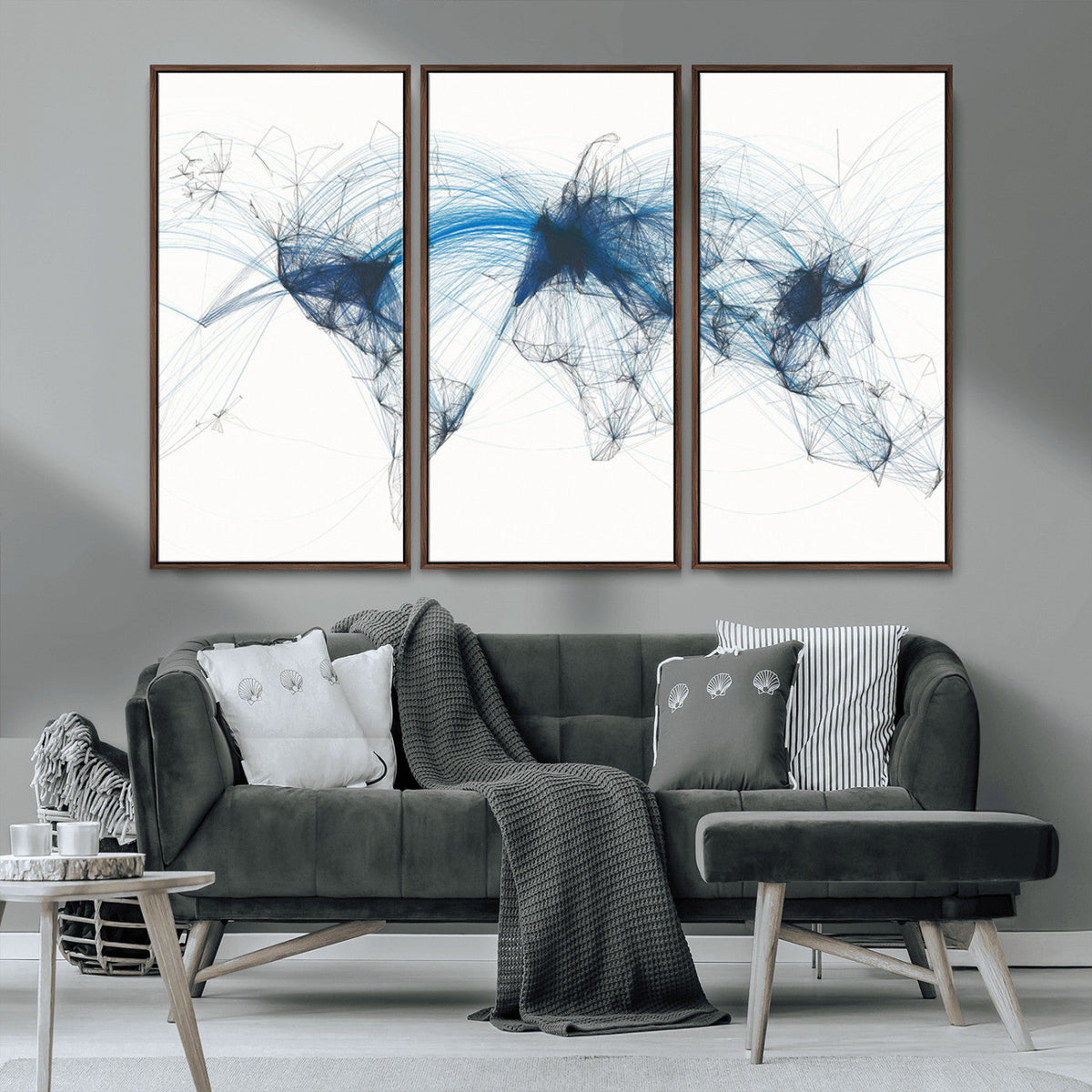Flight Route Map Wall Art Canvas Print, Abstract Air Traffic