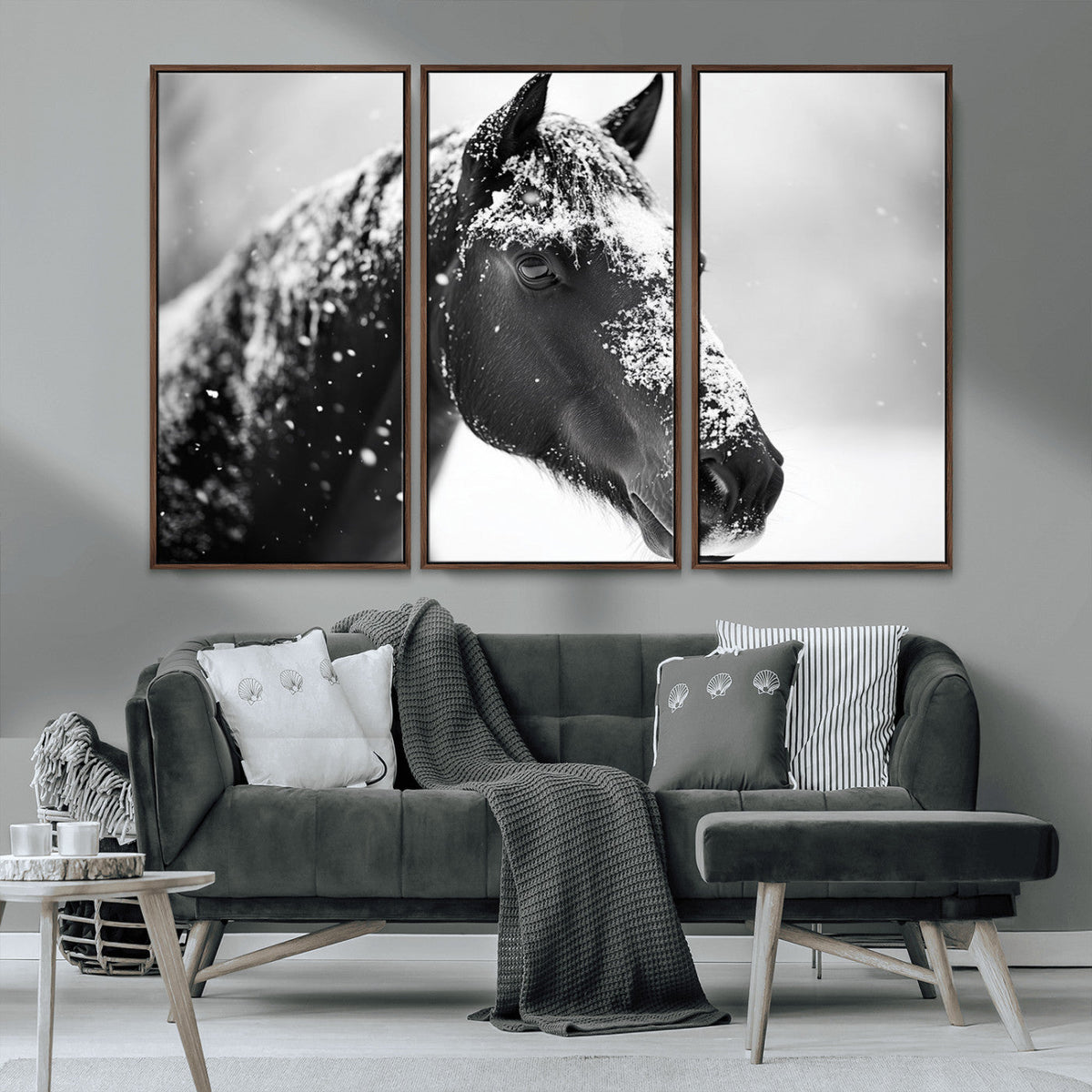 Horse Canvas Print - Winter Horse Snow Wall Art Canvas Print
