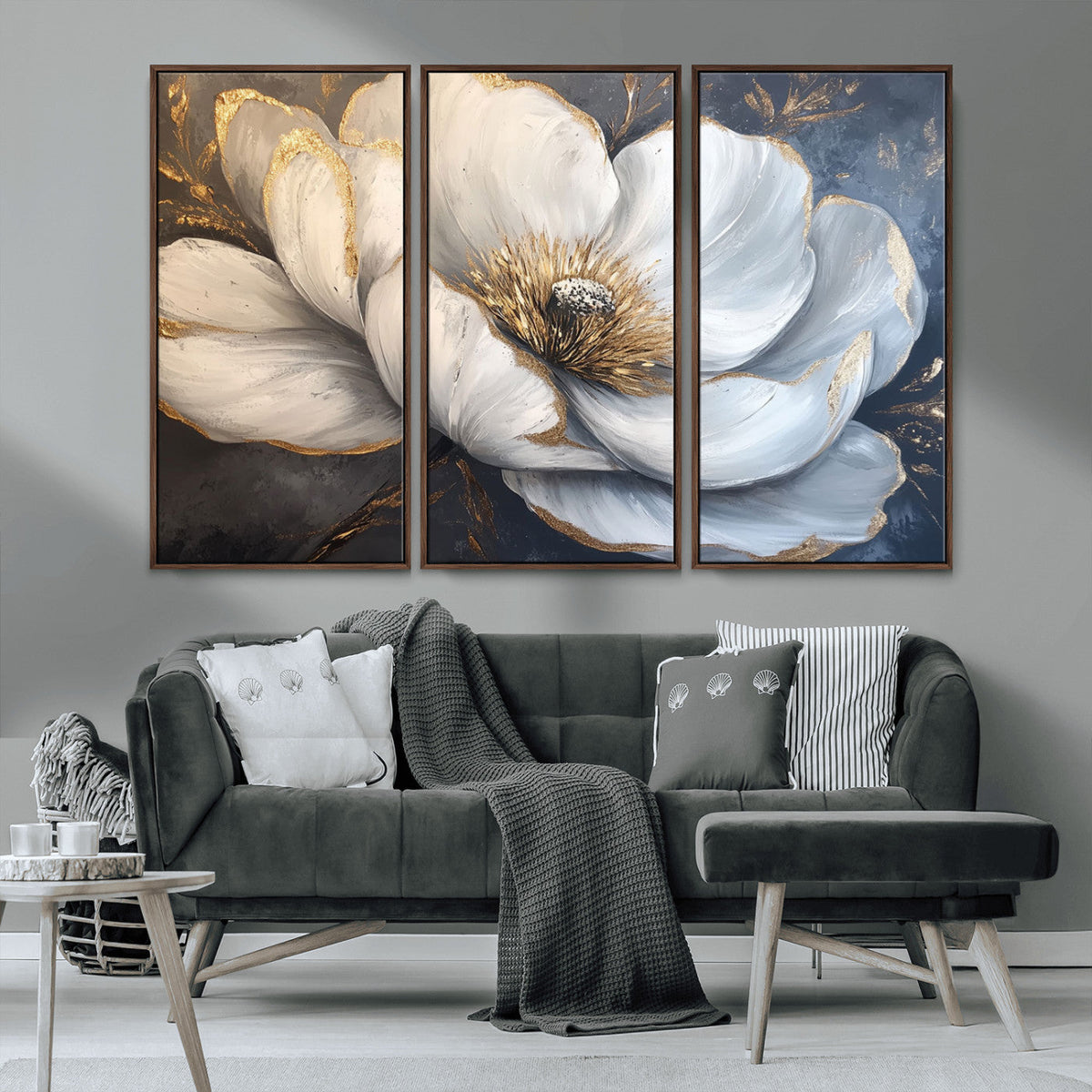 White Magnolia Flower Wall Art Canvas Print | Abstract