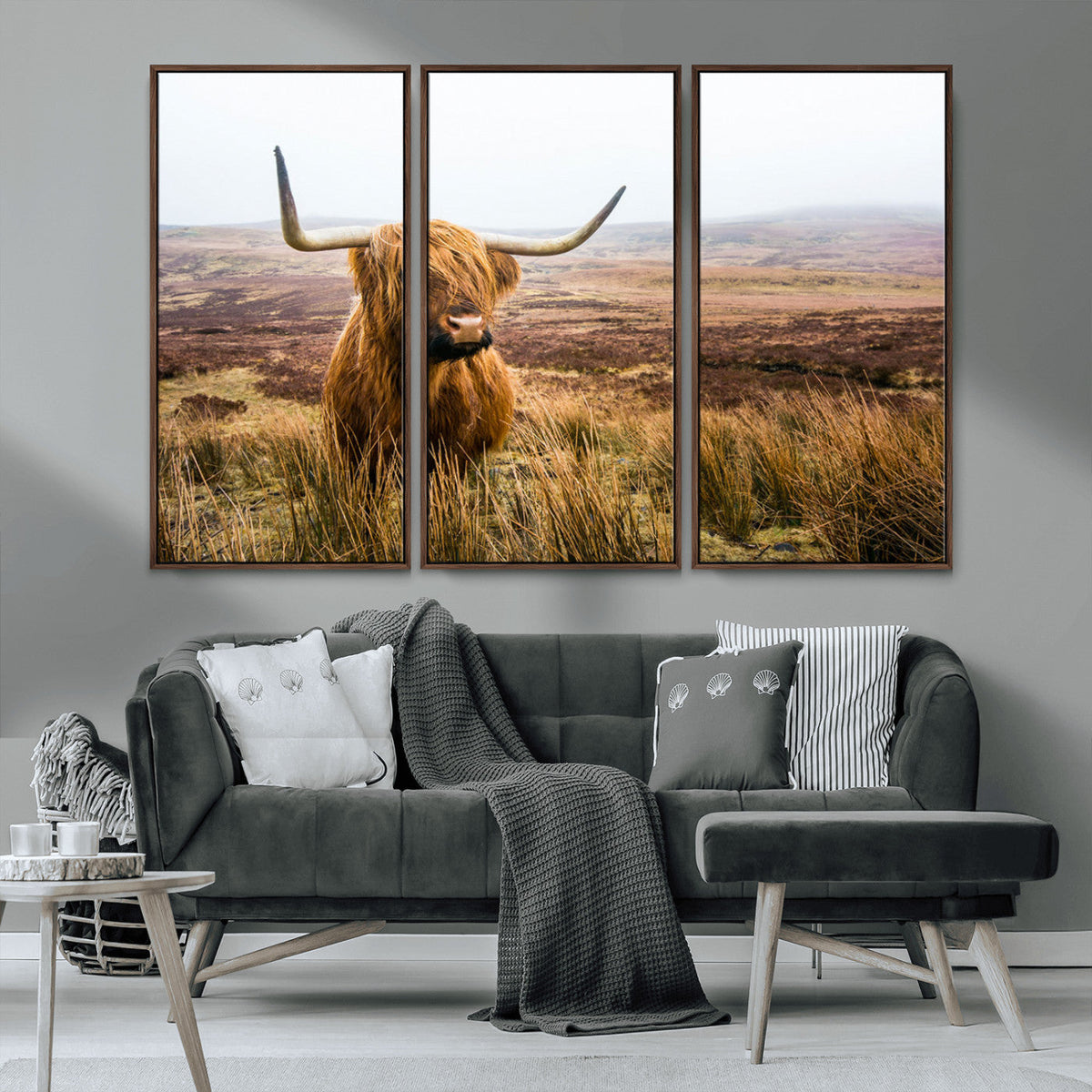 Scottish Highland Cow Canvas Wall Art – Rustic Farmhouse