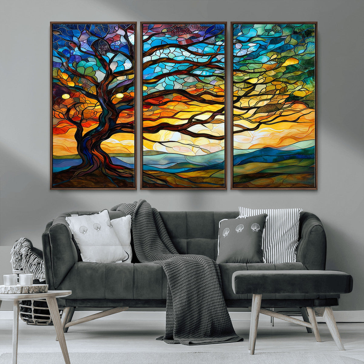 Mosaic Tree Wall Art | Ready to Hang Stained Glass Style