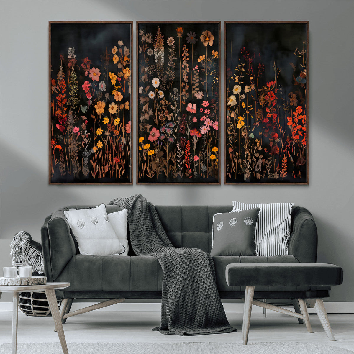 Large Floral Painting Print Illustration Flowers Canvas Wall