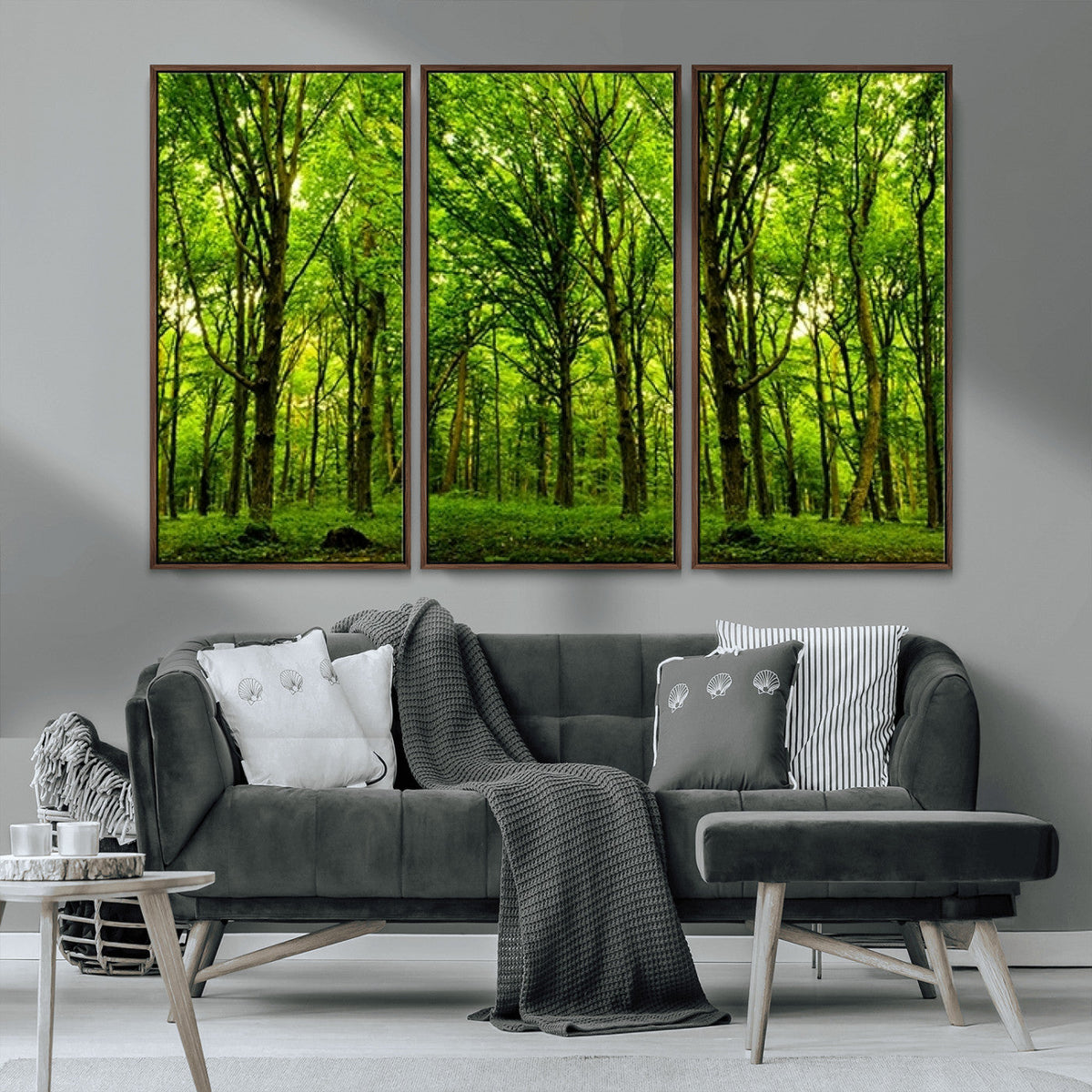 Lush Green Forest Canvas Print | 3-Panel Forest Wall Art |