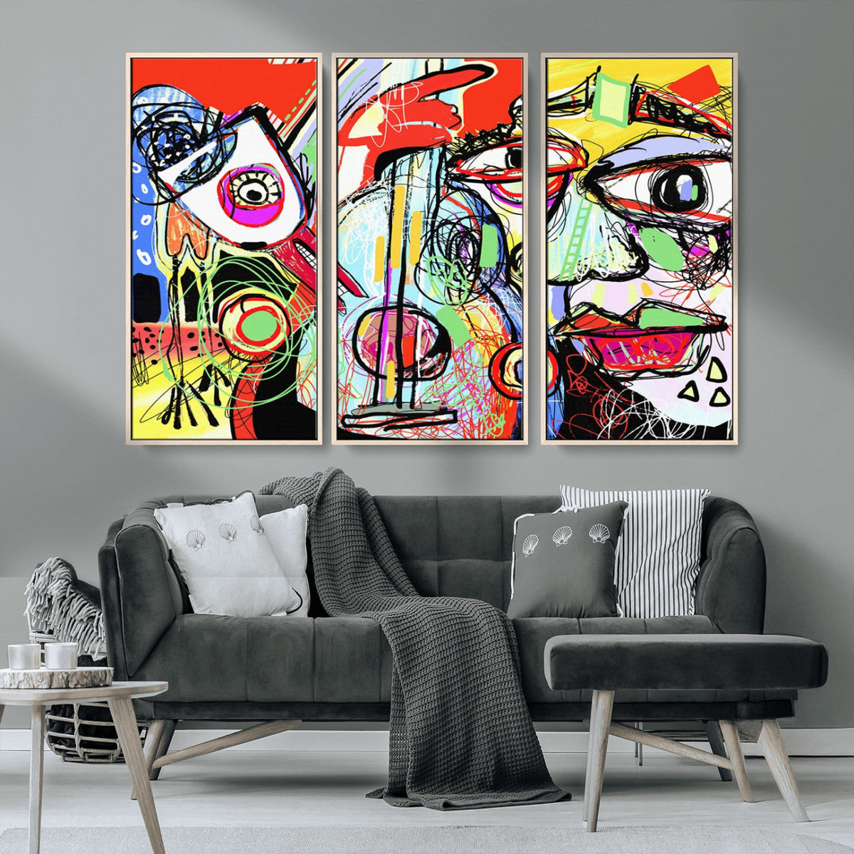 Picasso Style Art Abstract Canvas Wall Art Print , Colorful