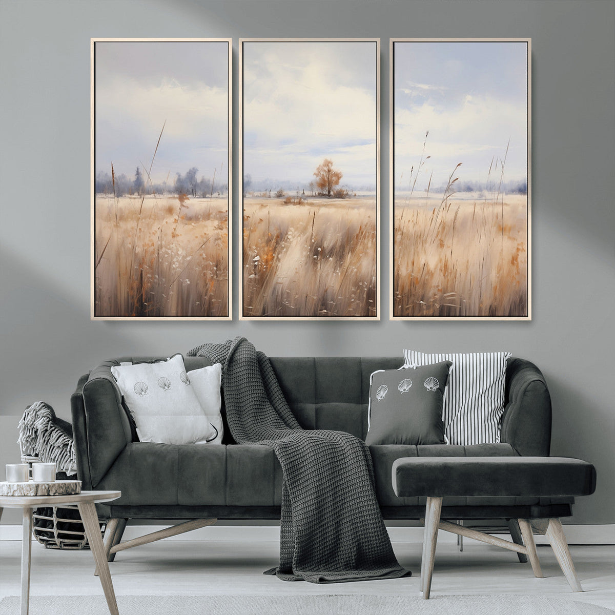 Golden Fields Wall Art Print Canvas – Serene Landscape of