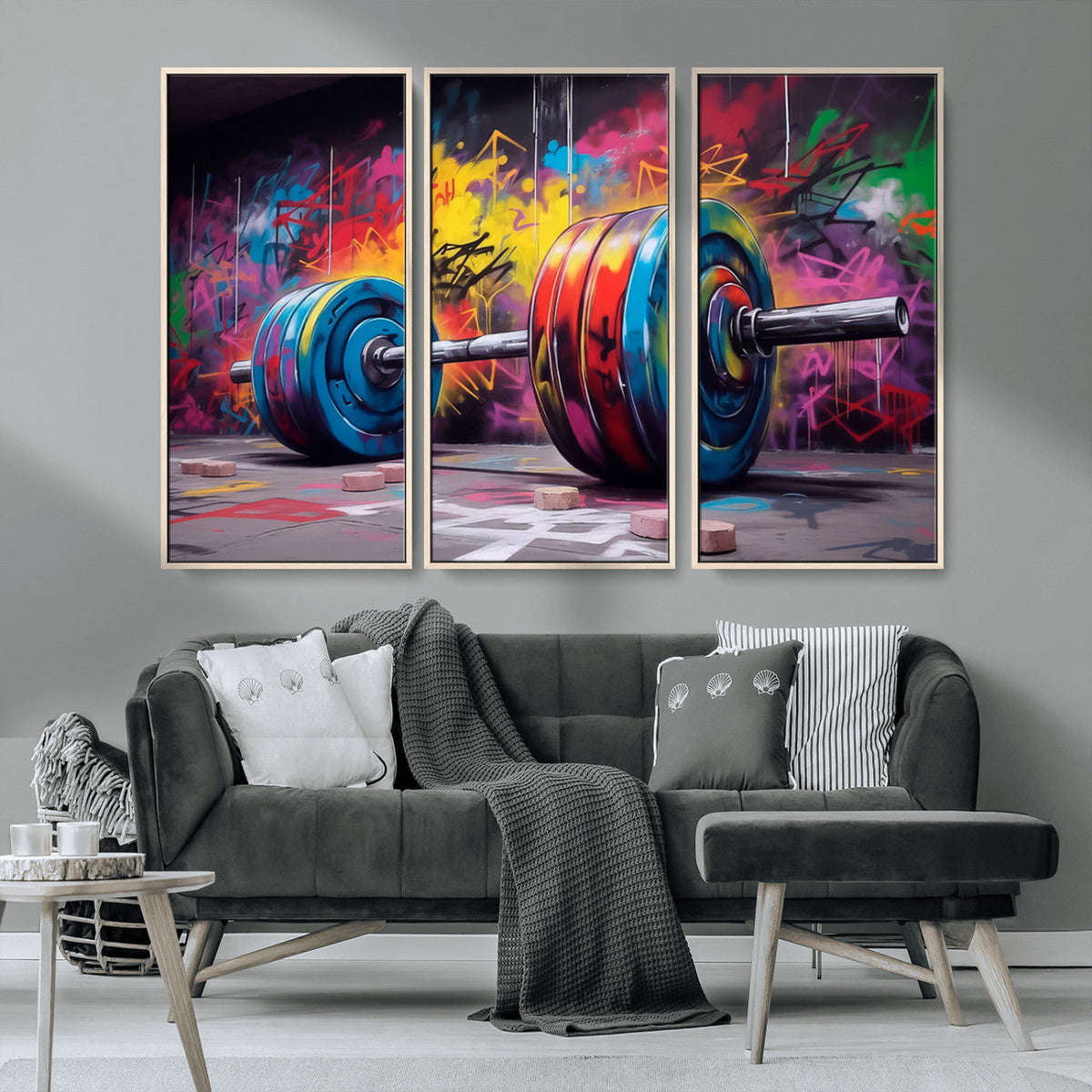 Abstract Graffiti Barbell Canvas Wall Art – Urban Fitness
