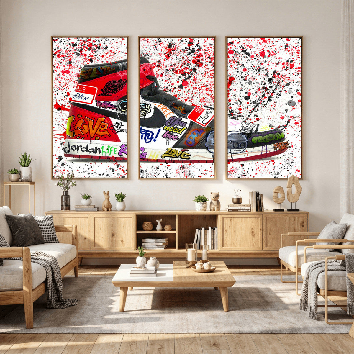 Jordan Shoes Graffiti Wall Art Canvas Print- Jordan Graffiti