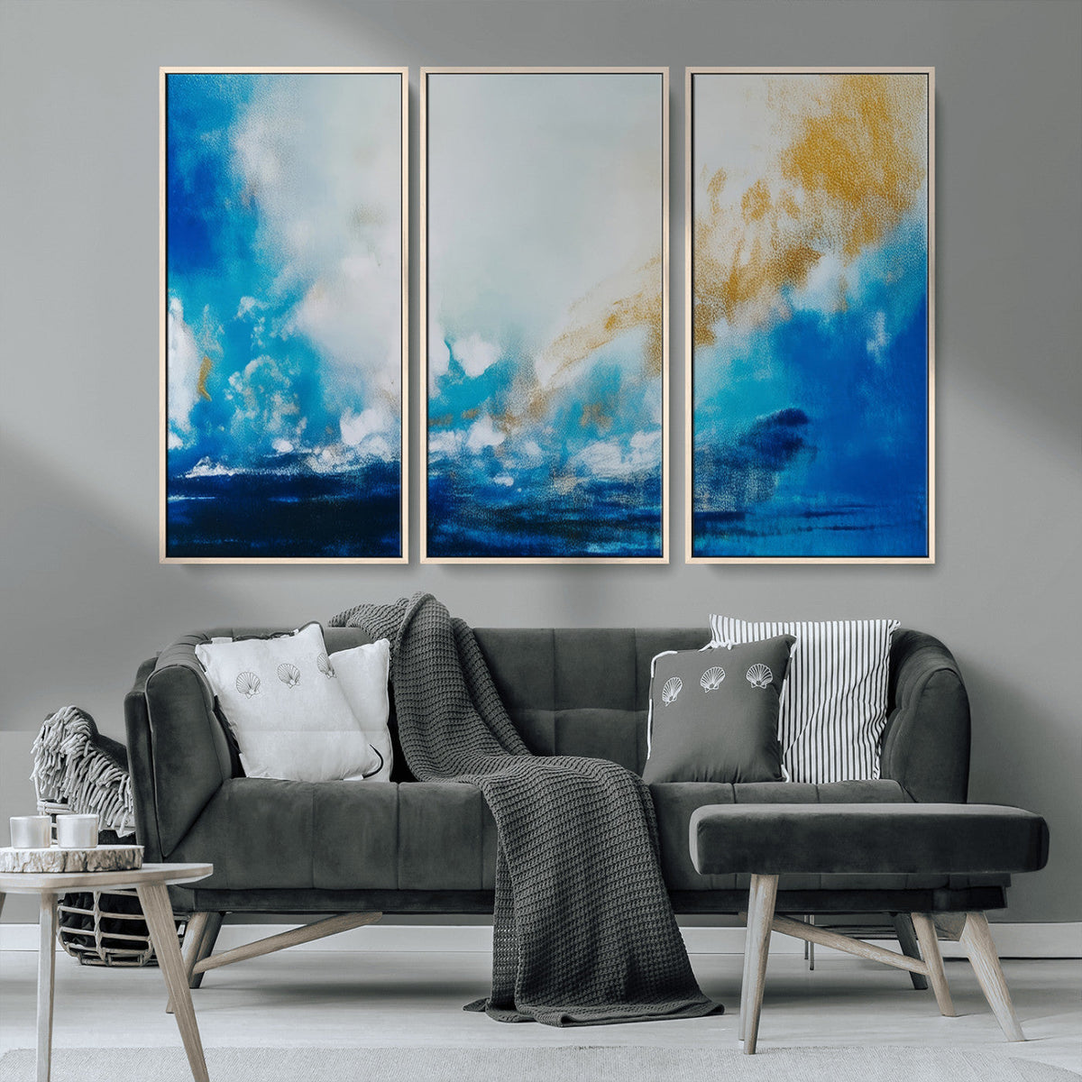 Blue Abstract Print - Dynamic Ocean-Inspired Canvas Wall Art
