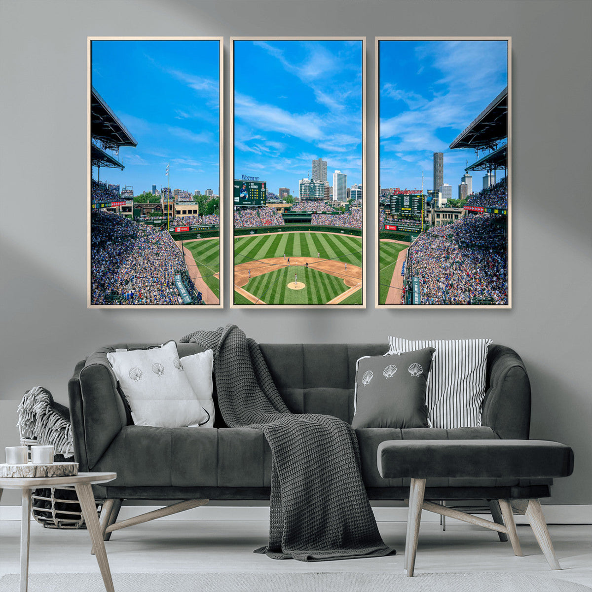 Wrigley Field Chicago Cubs Panoramic Art Multi-Piece Canvas