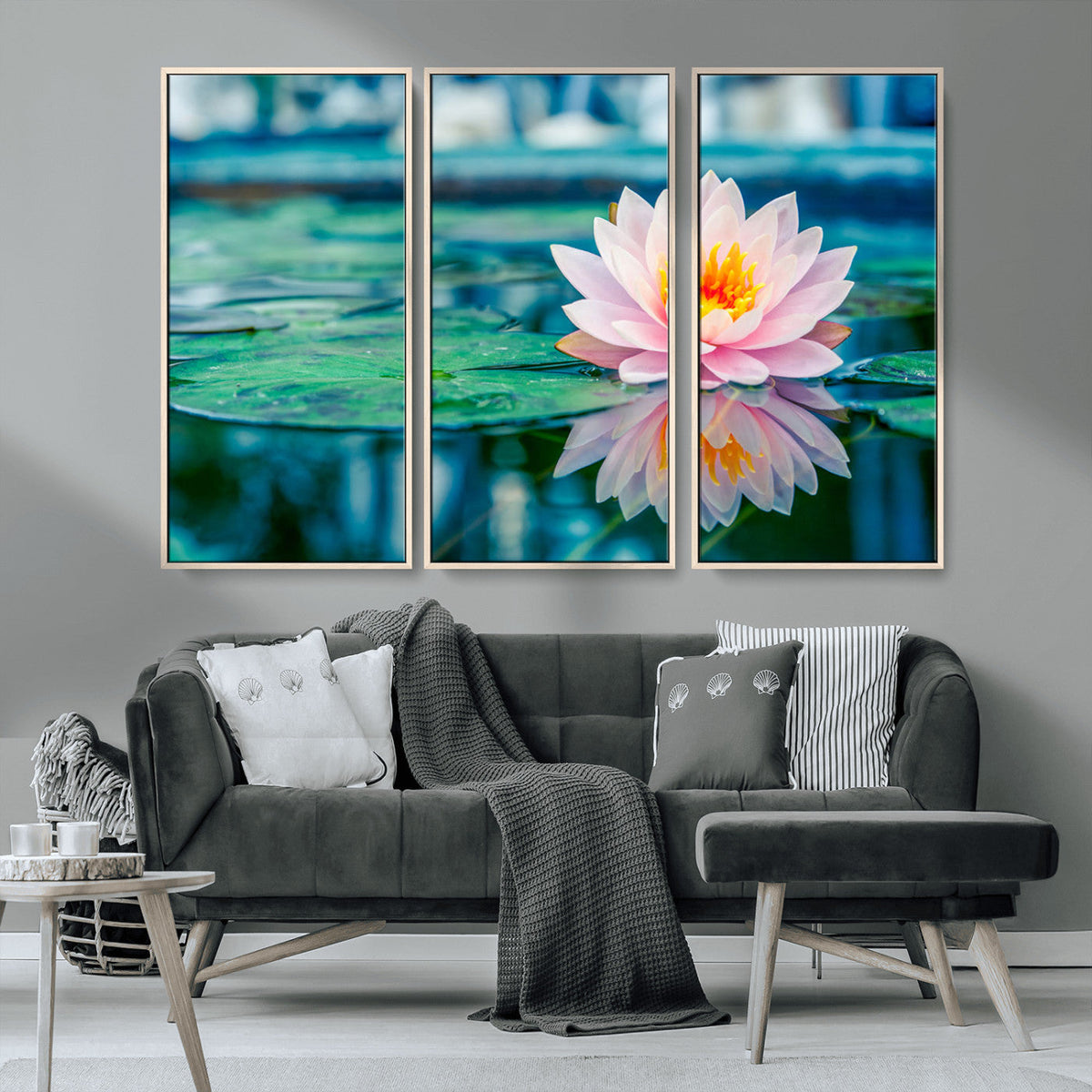 Lotus Flower Wall Art Canvas Print, Water Lily Large Wall