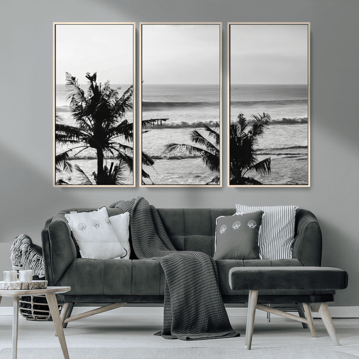 Tropical Coastline Wall Art Canvas Print – Framed Palm Trees