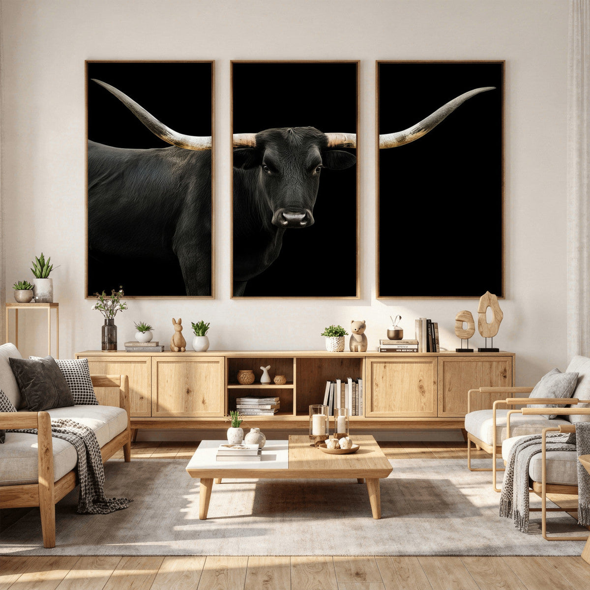 Longhorn Cattle Wall Art Canvas Print – Framed Texas Ranch