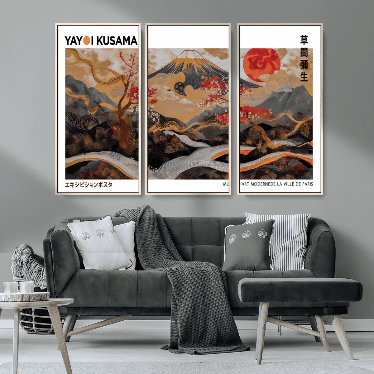 Modern Japanese Wall Art Canvas Print – Framed Abstract