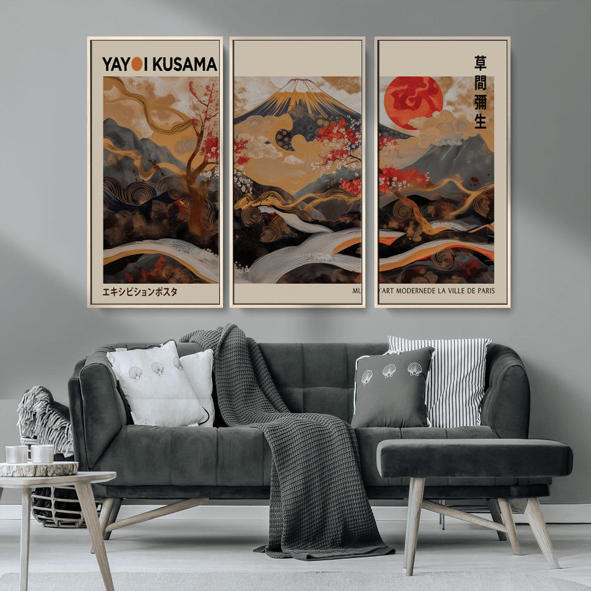 Modern Japanese Wall Art Canvas Print – Framed Abstract
