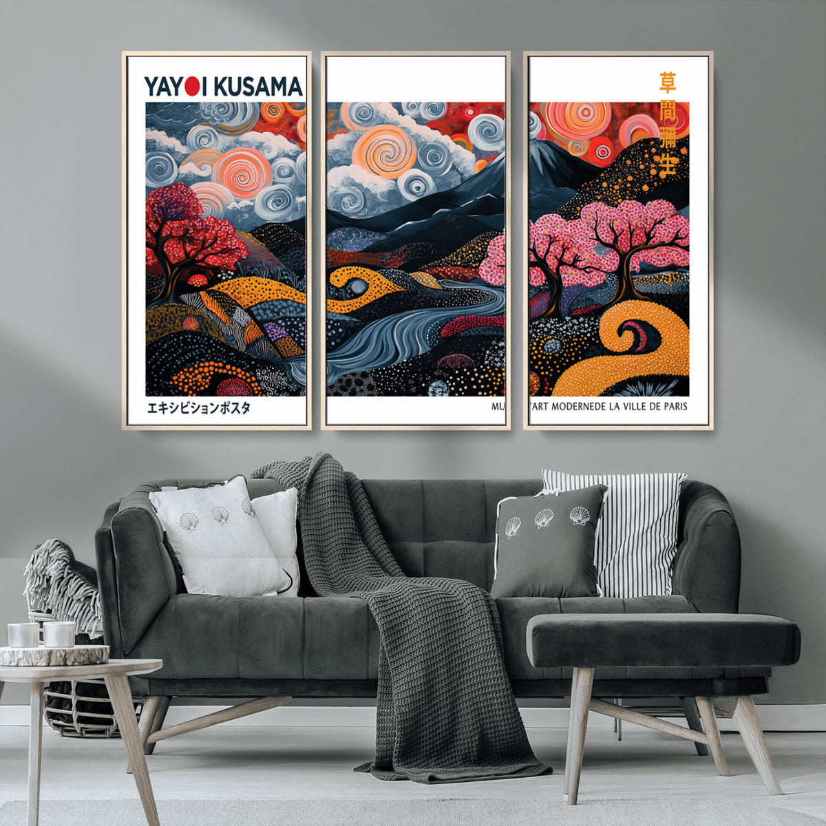 Modern Japanese Wall Art Canvas Print – Framed Abstract