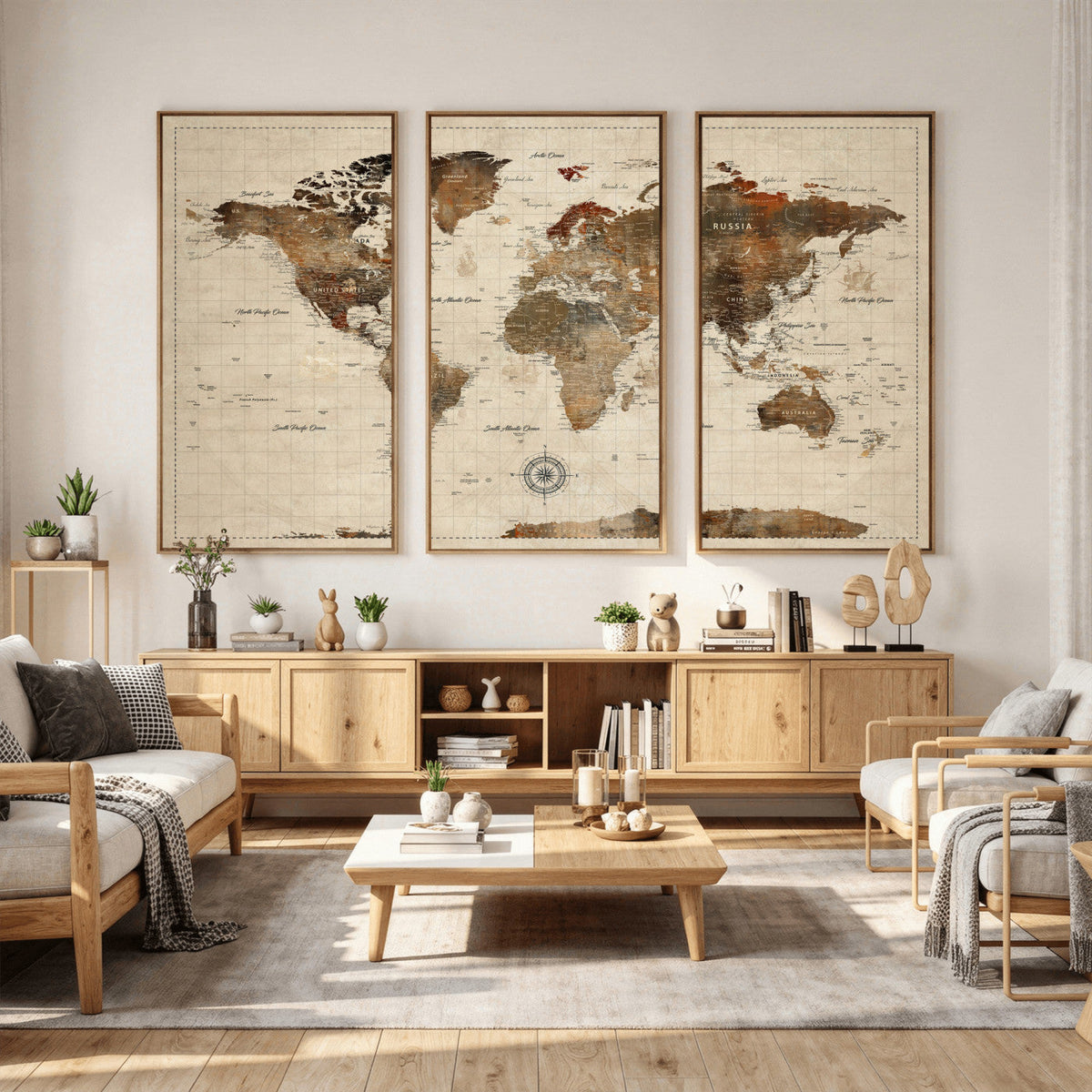 World Map Canvas Print – Framed Detailed Map of the World