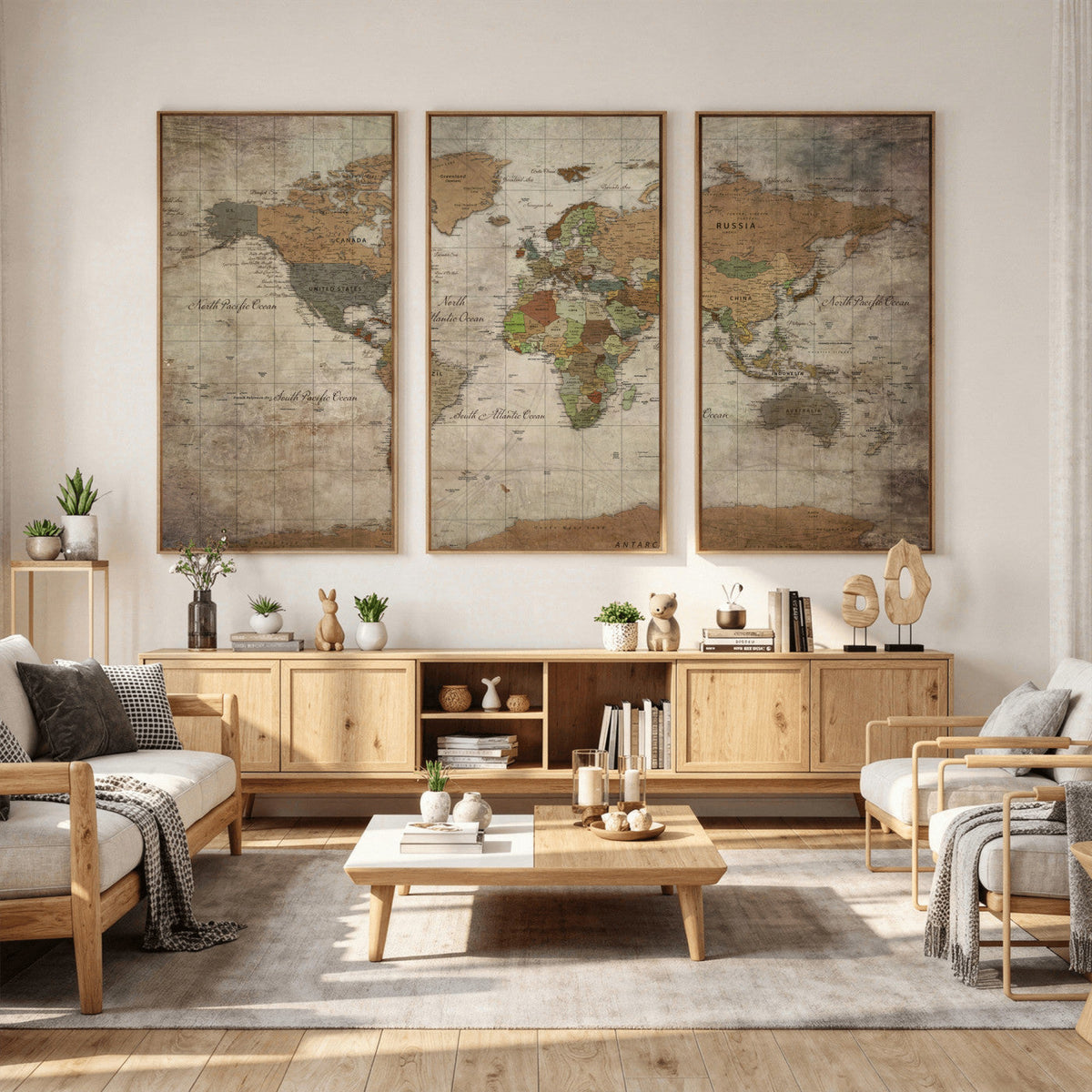 World Map Canvas Print – Framed Travel Map Wall Art for