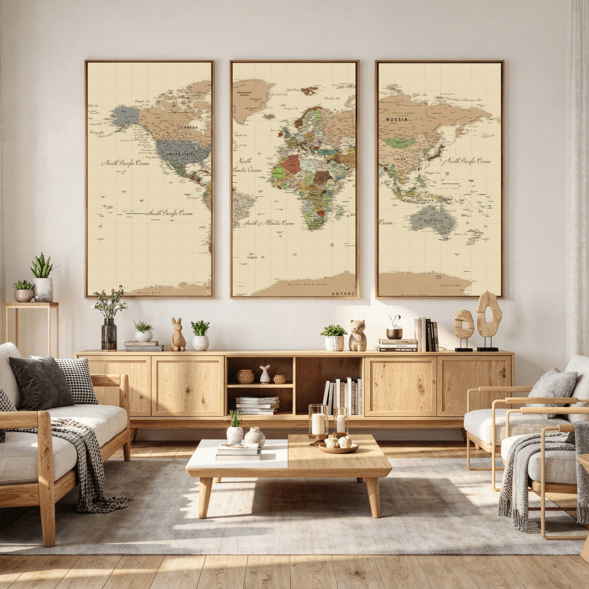 Extra Large World Map Canvas Print – Detailed Map of the