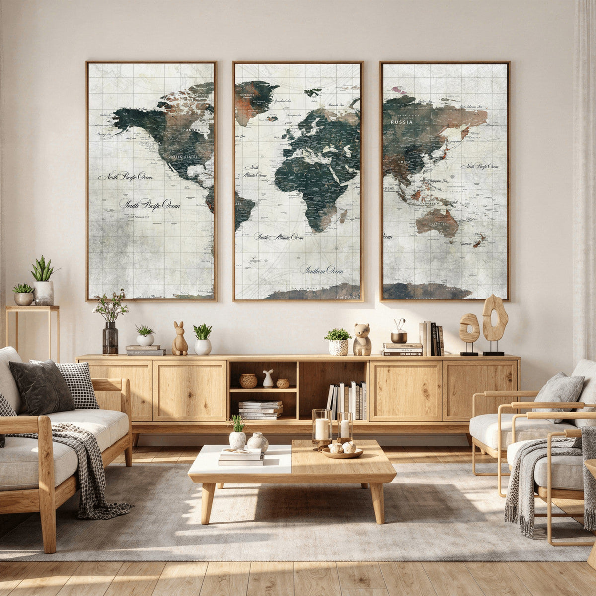 World Map Canvas Print – Framed Travel Map Wall Art for