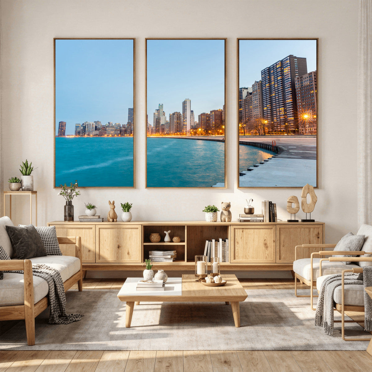 Chicago Wall Art Canvas Print, Chicago City Downtown Night