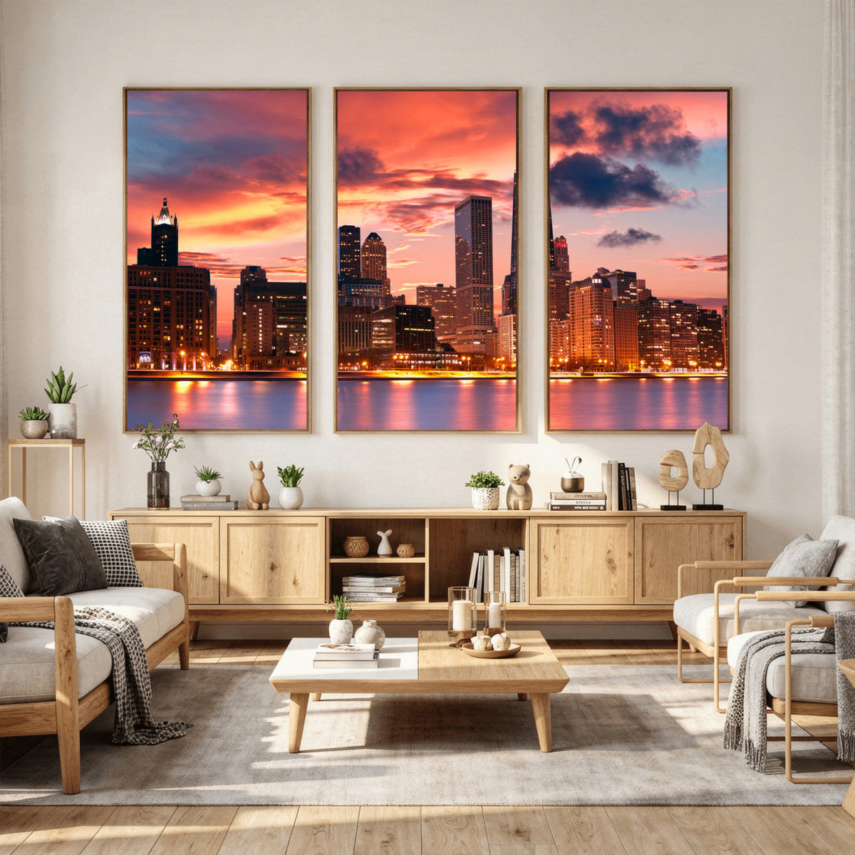 Chicago Wall Art Canvas Print - Chicago City Downtown Night