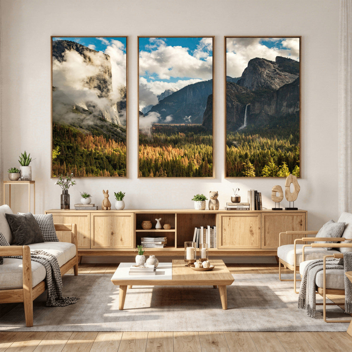 Yosemite Valley River Wall Art Canvas Print
