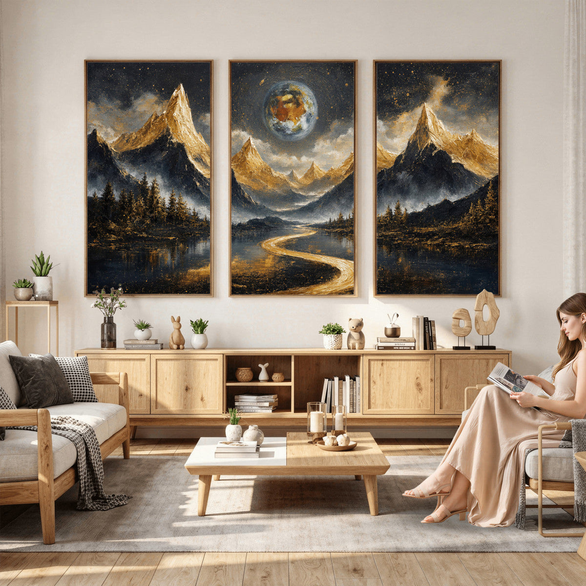 Abstract Mountain Wall Art Canvas Print Modern Landscape Painting Print