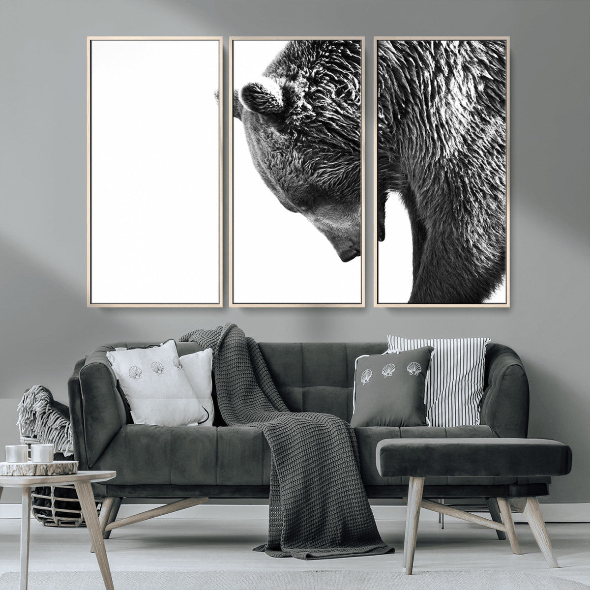 Black and White Grizzly 399 Bear Canvas Print Wall Art |