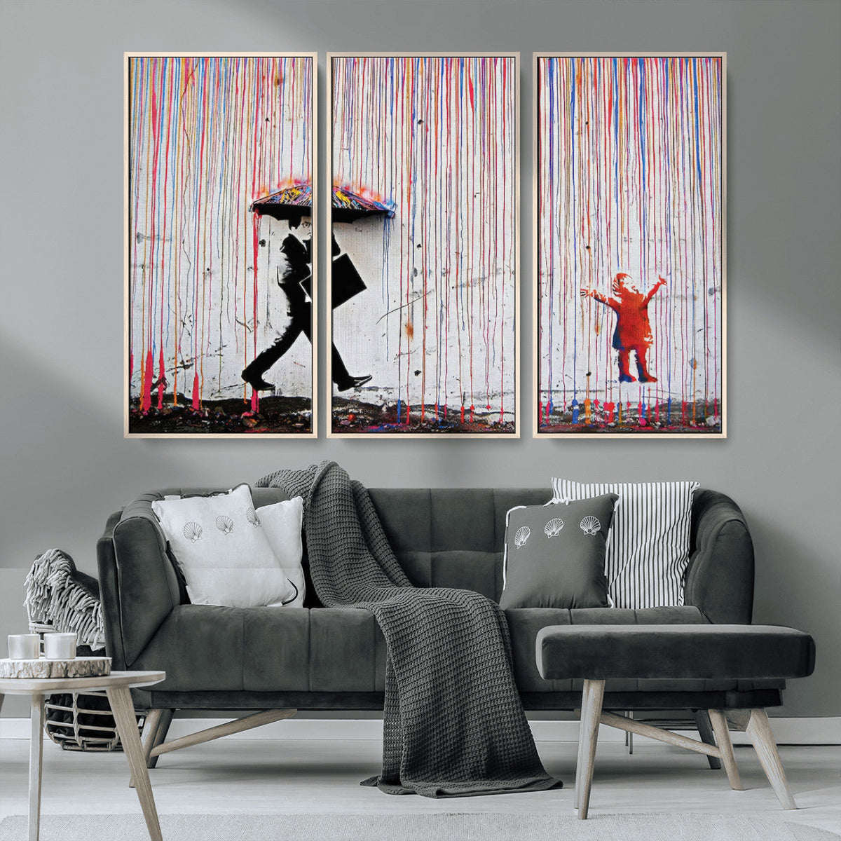 Banksy Wall Art Canvas Print, Framed Graffiti Art Picture