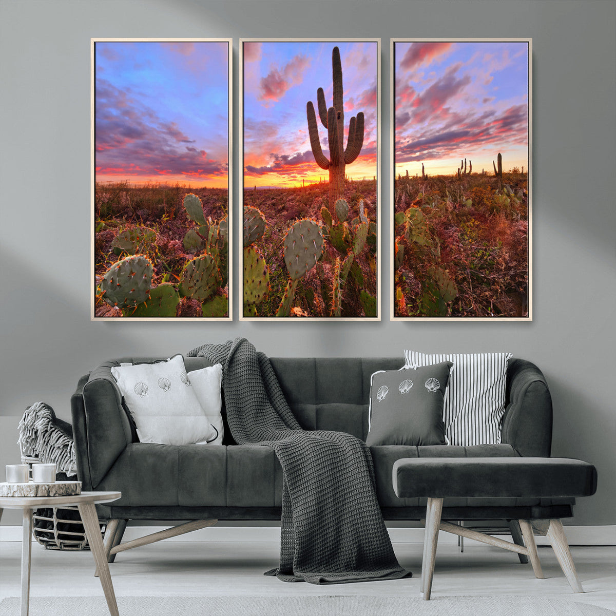 Arizona Desert Wall Art Canvas Print - Framed Deser Sunset
