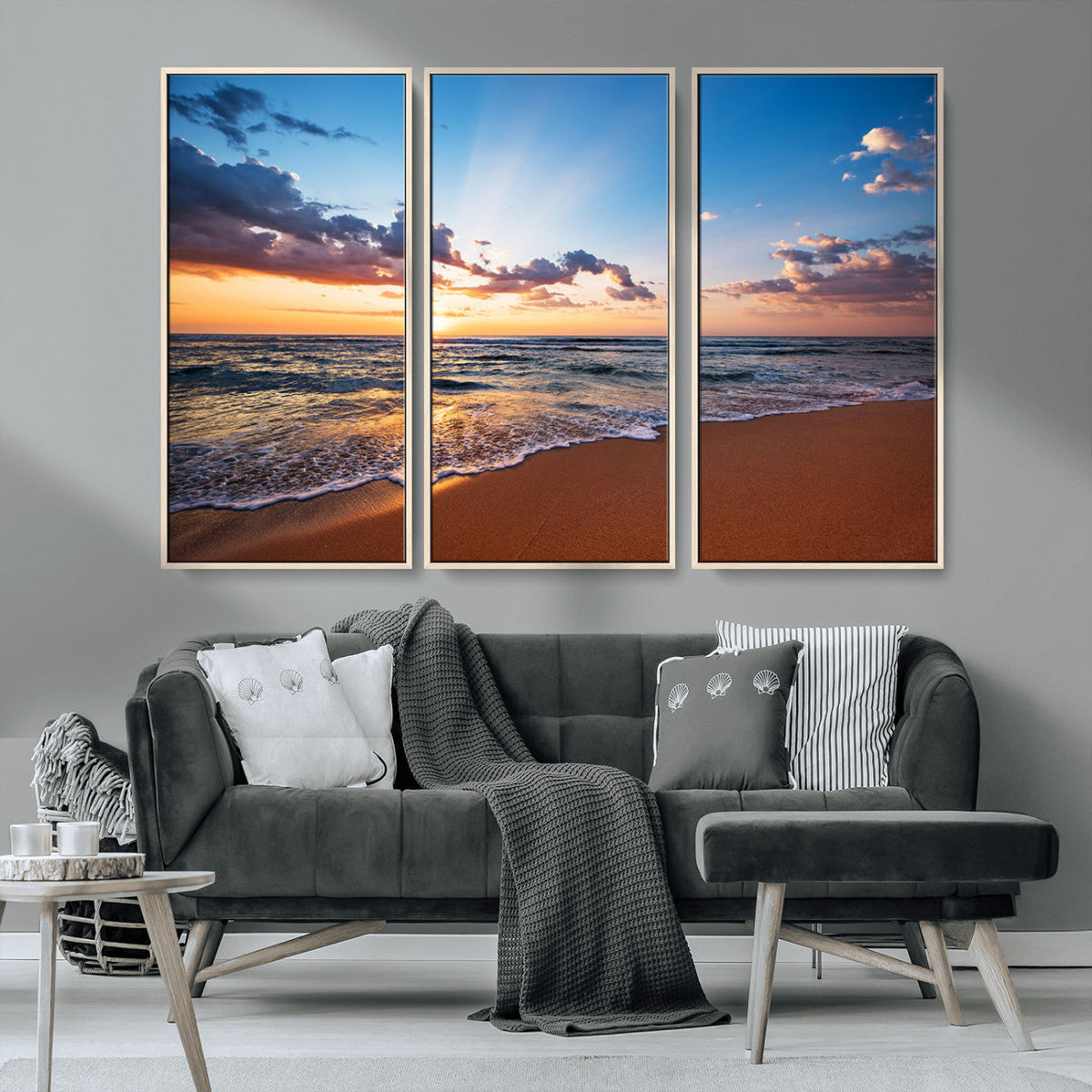 Golden Hour Beach Sunset Wall Art | Canvas Print | Ready to